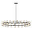 Luxueux cristal de fer noir de 48 pouces, éclairage pour les espaces de vie et de salle à manger, éclairage à DEL, câblé, blanc chaud 2700k, même, installation facile avec cristaux transparents, plafond -