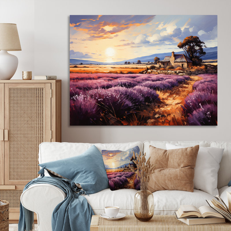 " French Provencal Lavender Fields I ", Toile tendue, 12" H x 20" W