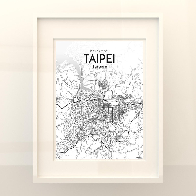 Taipei City Map in Tones 1 Piece Wall Art, 20cm H x 16cm W x 0.05cm D