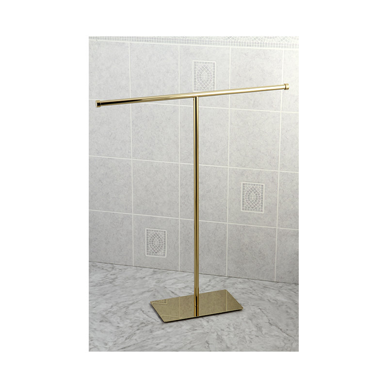Kingston Brass Claremont Freestanding T-Shape Towel Rack, Polished Brass