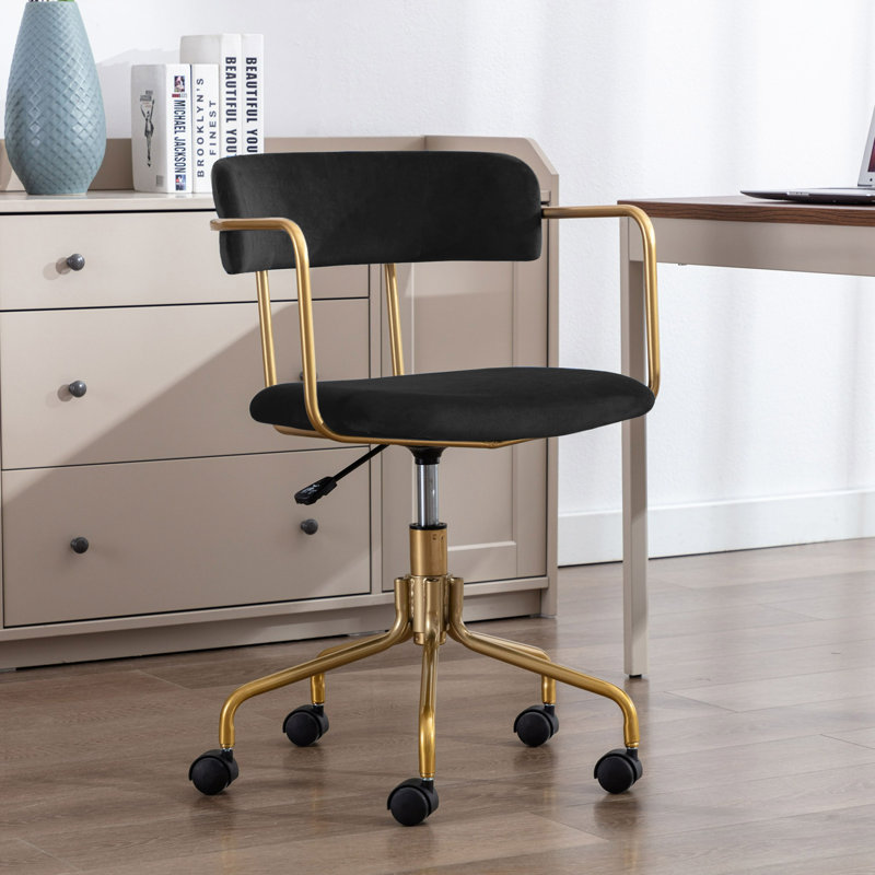 Levins Gold Chrome Task Chair, Hunter Green Velvet