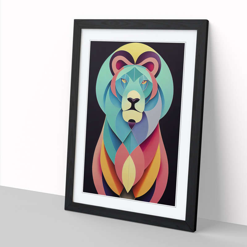 Contemporary Lion Vol.4 - Single Picture Frame Print, Black Framed, 64cm H x 46cm W