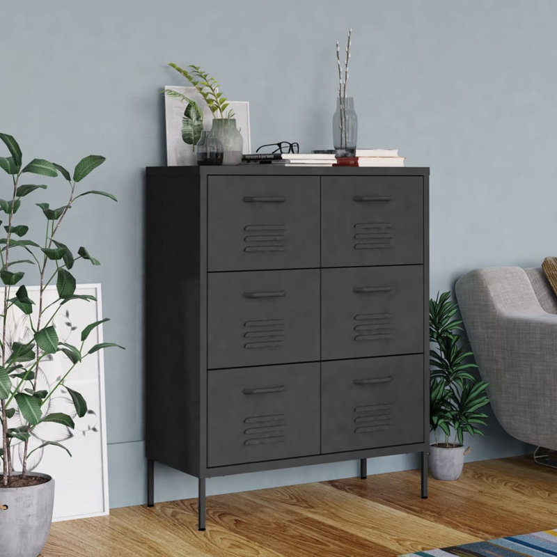 Drawer Cabinet Freestanding Storage File Cabinet for Home Office Steel, Anthracite