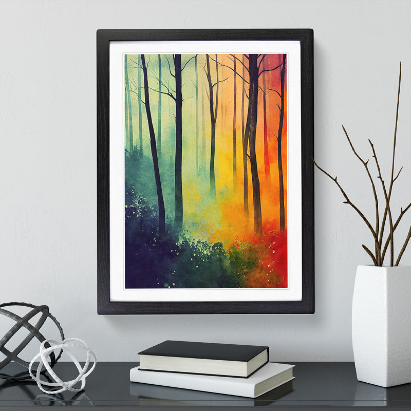Vibrant Forest No.2 - Wall Art, 48cm H x 36cm W, Black Framed Paper, White