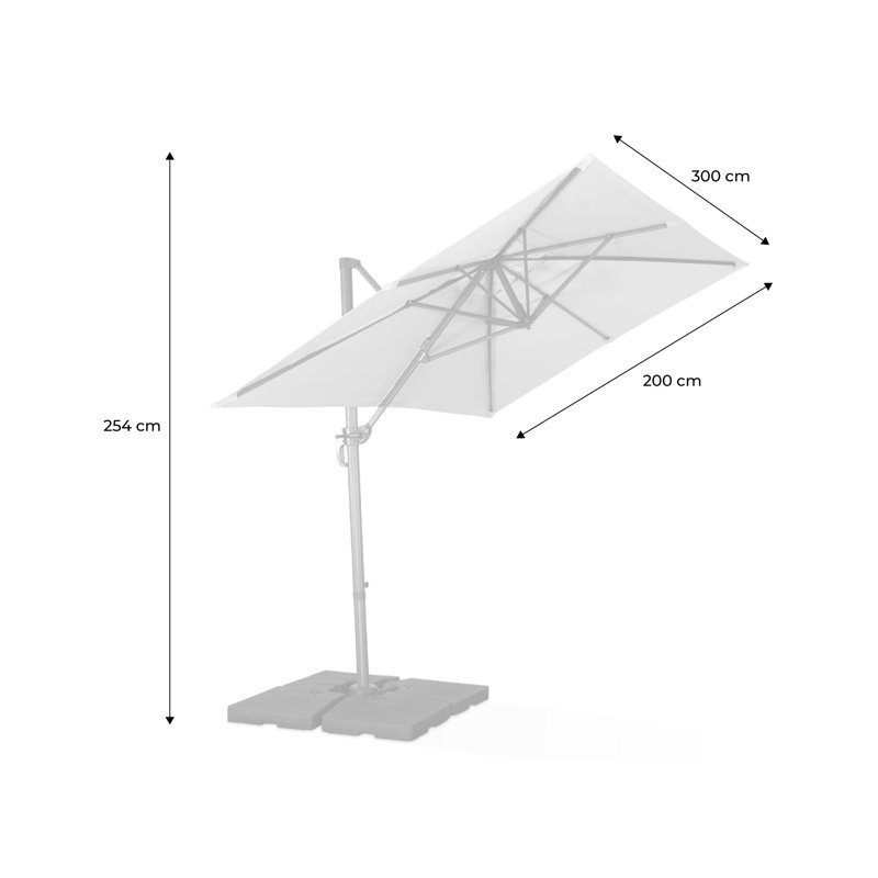 2m x 3m Rectangular Parasol, Grey
