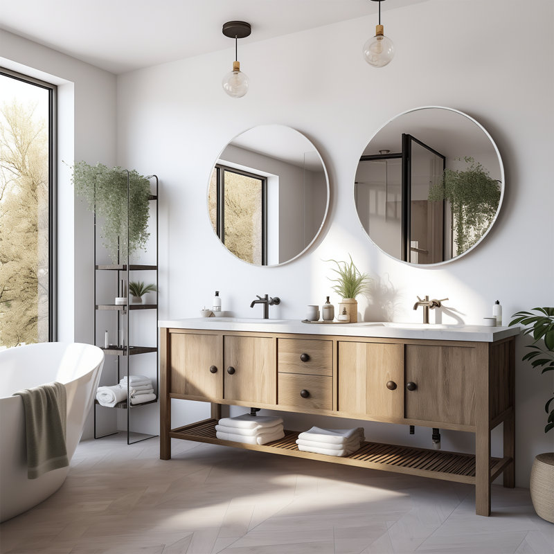 Miroir mural rond pour salle de bain, chambre à coucher, meuble-lavabo, 30 po x 30 po