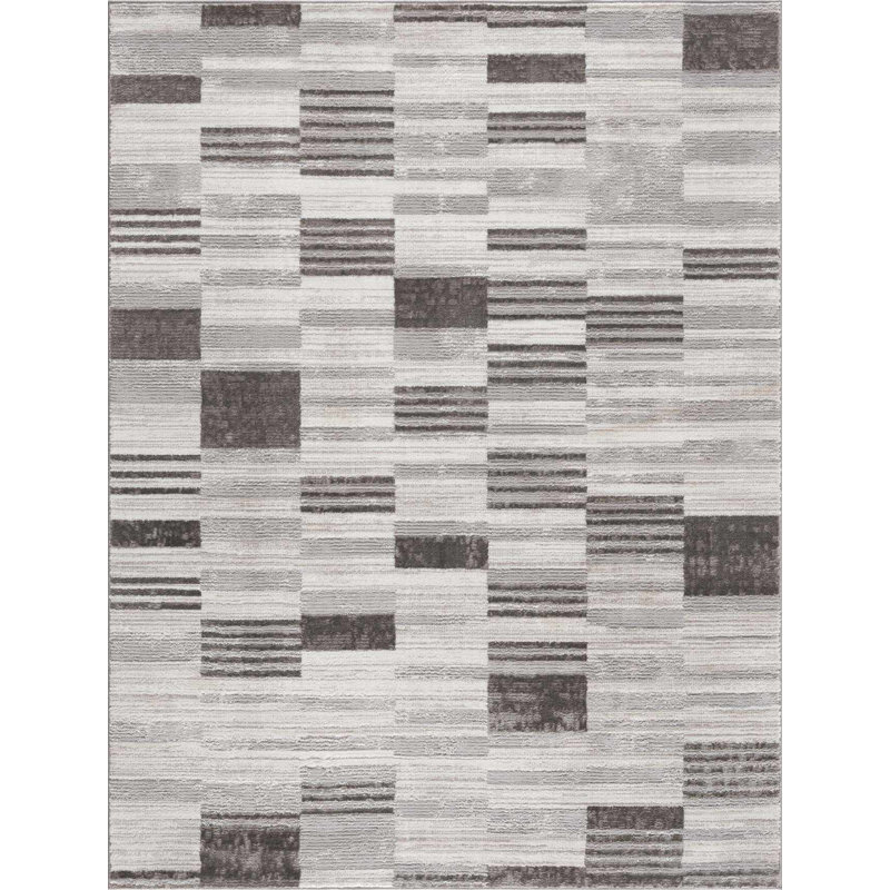 Tapis noir et blanc Magar, Rectangle 7 pi 10 po x 10 pi