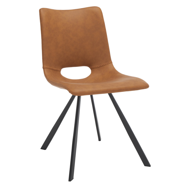 Chaise d'appoint en polyuréthane, Similicuir cognac