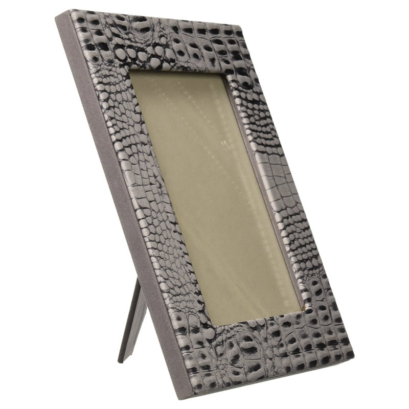 Embossed Picture Frame with Mat, Grey
