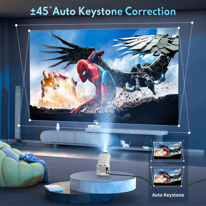 Projector 4k 1080p Support, Mini Projector Smart For Movie Projection Compatible With Phone, Black