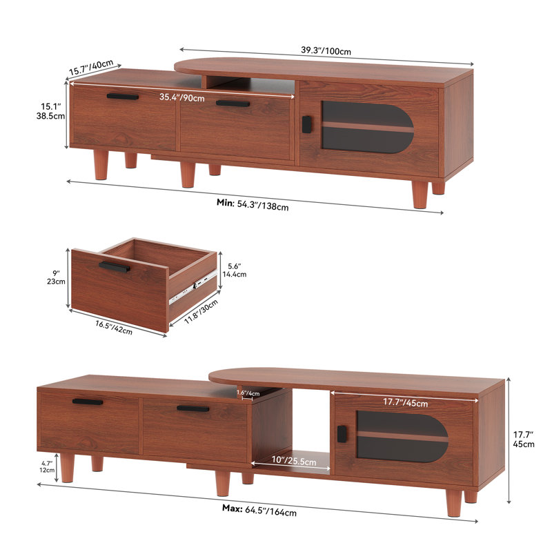 64.5"W Extendable TV Stand With Storage