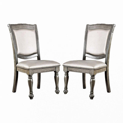 Set Of 2 Leatherette Upholstered Side Chairs
