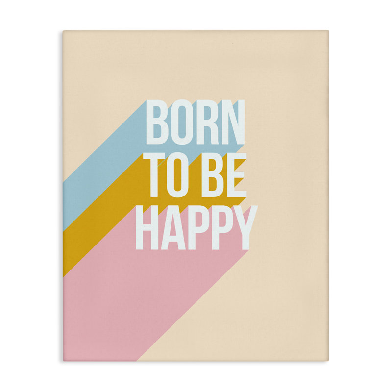 «Born To Be Happy», art mural sur toile pastel par Dominique Vari, H 48 po x l 36 po