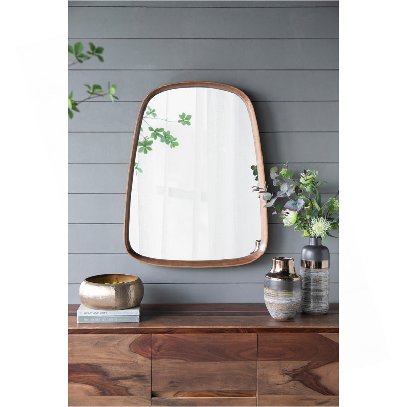 Miroir mural 27 po x 37 po avec cadre en bois Irrgeular