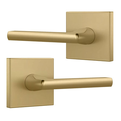 Fausse poignée Mega Handles, poignée de porte pour garde-robe ou portes françaises, leviers de porte latéraux simples, anti-rotation, s'adapte à toutes les tailles de porte standard, vis exposées incluses - laiton satiné (paquet de 2) 5 po