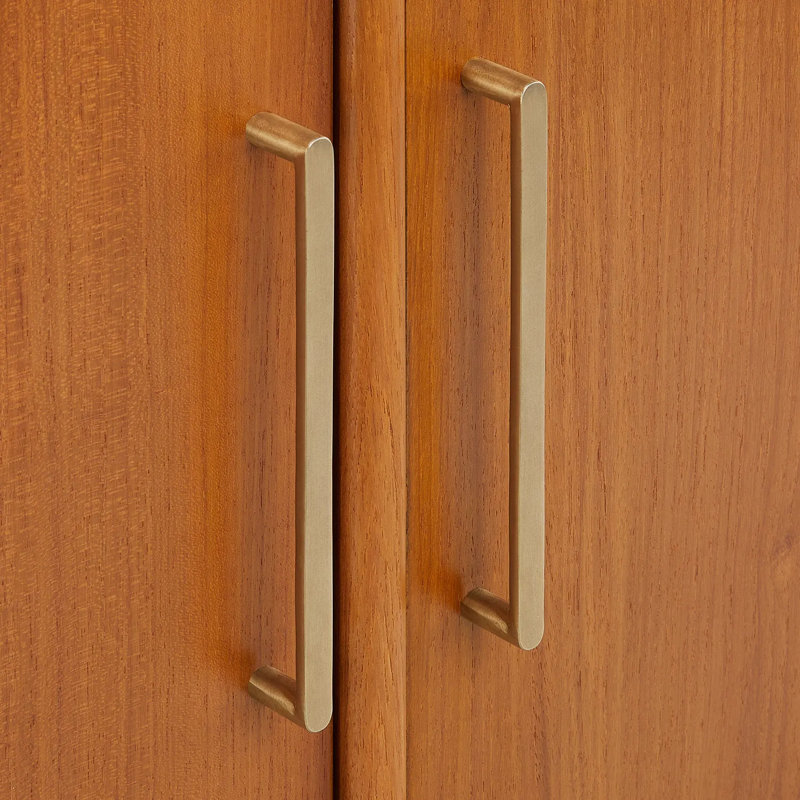 Natural Teak Single Bathroom Vanity with Brass Handles