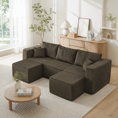 Canapé modulaire compressé en velours côtelé de style minimaliste moderne