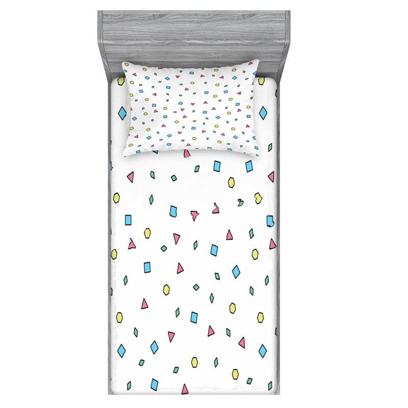 Microfiber Geometric Sheet Set, Twin XL Sheet Set with Fitted Sheet