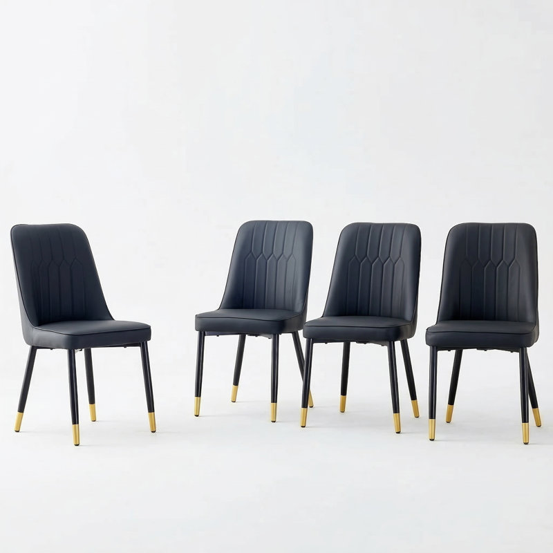 Shantai Unfinished Tufted Upholstered Back Side Chair, Black