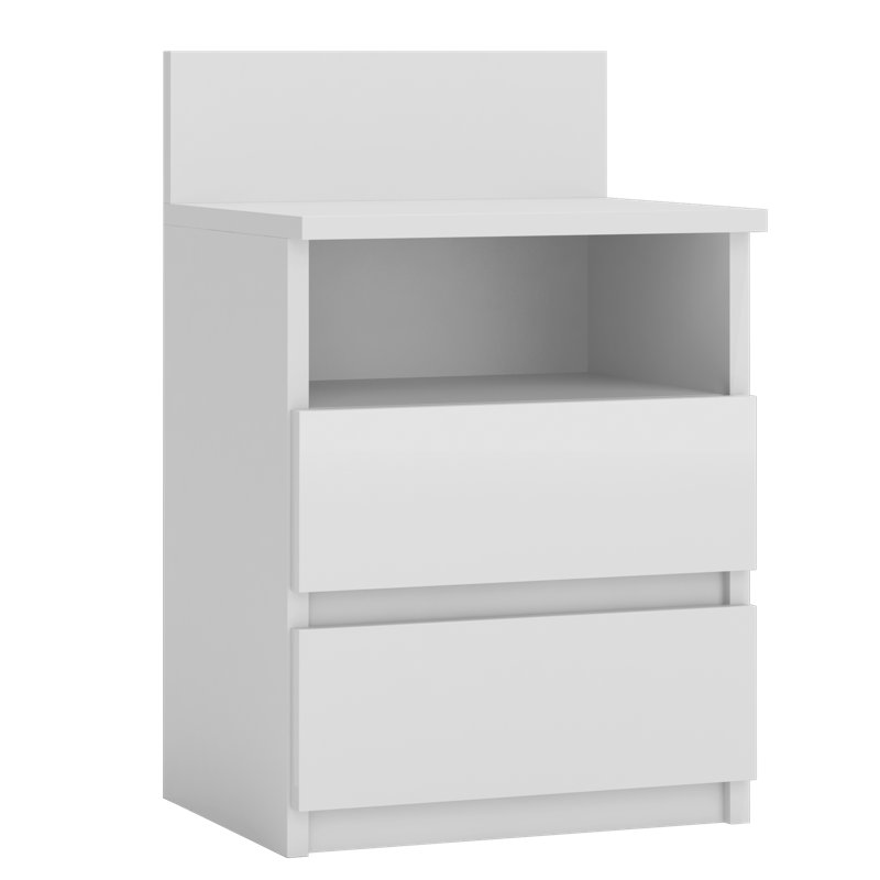 Abril 2 Drawer Bedside Table, White