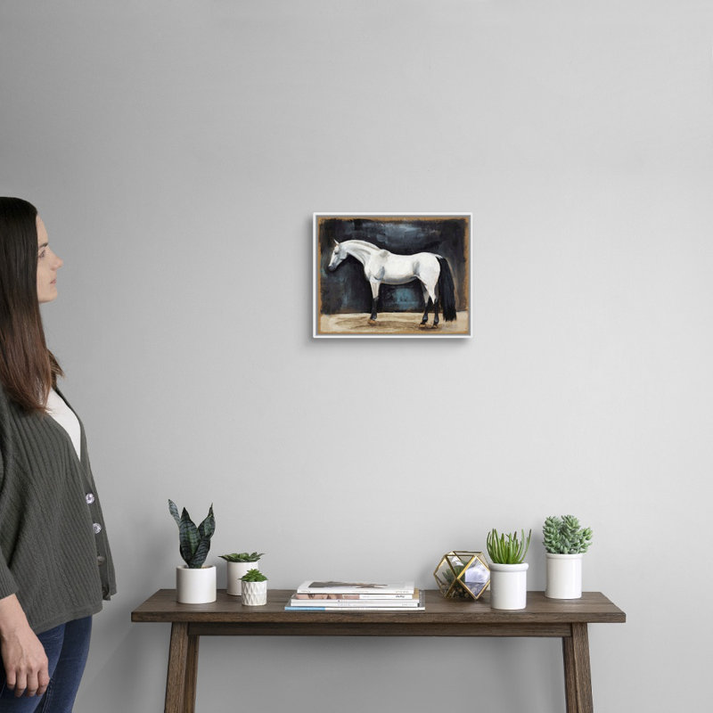Équitation, art mural sur toile VI, H 13 po x l 16 po x P 2 po, Toile avec cadre blanc
