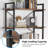 63" Tall  5-Tier Rustic Brown Industrial Metal Bookshelf