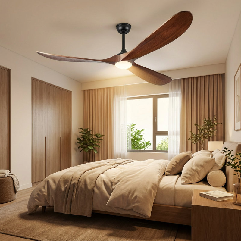  Orren Ellis 70'' 3 - Blade LED Propeller Ceiling Fan with Remote Control and Light Kit Included, 72" Wide, Walnut