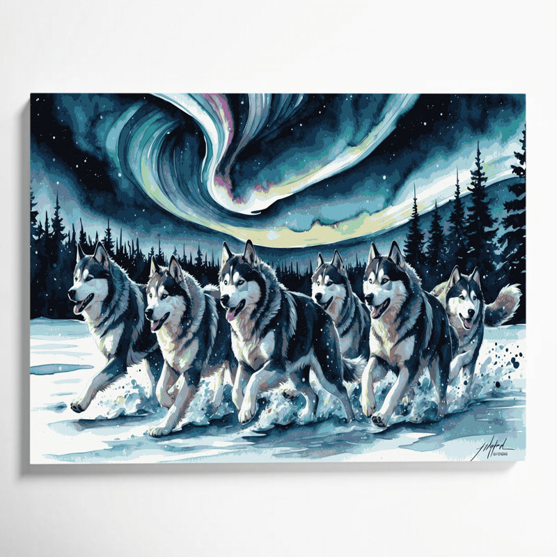 «Dogs Alaskan Malamute», art mural sur toile, H 11 po x l 14 po