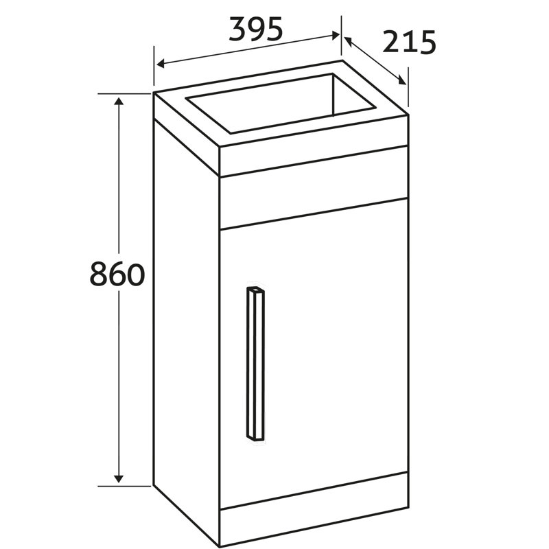 Whitfield 395 mm Freestanding Cloakroom Vanity with Cloakroom Glass Basin