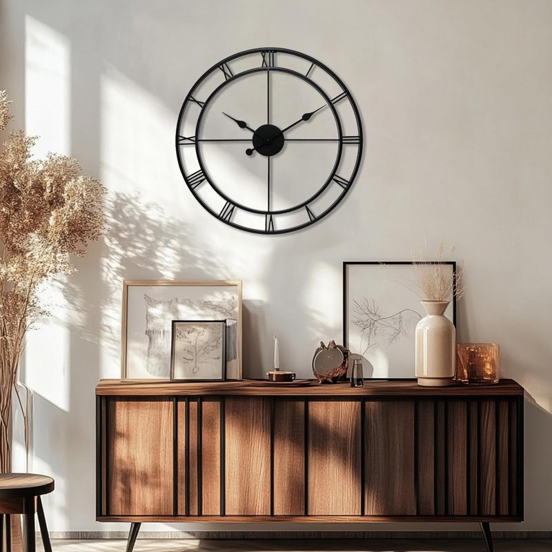 Horloge murale 24 po, Noir mat