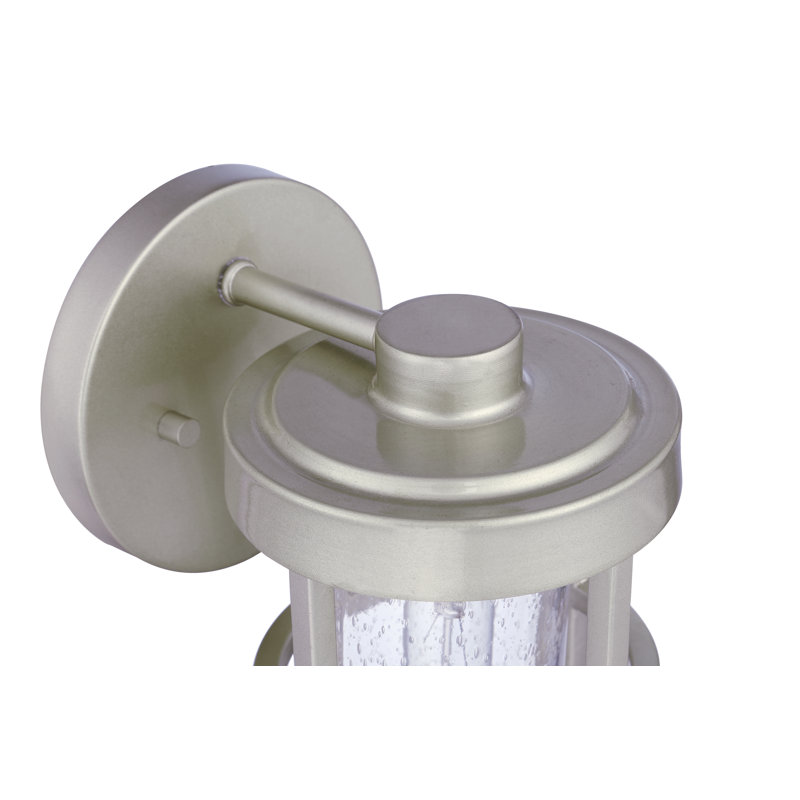 Lanterne murale d'extérieur en verre ensemencé Encompass, Aluminium satiné, H 14 po x l 5,5 po x P 7,25 po