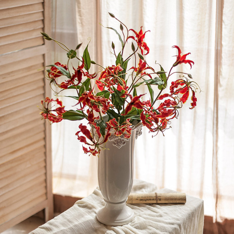 Silk Flower Flame Lily Tige de 29 po de hauteur, Vin rouge