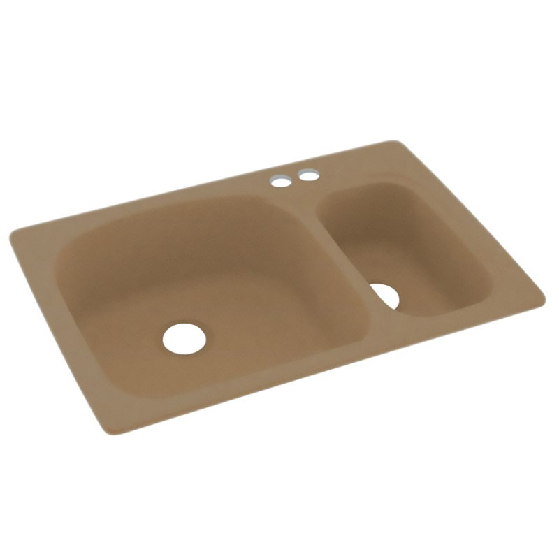 Évier de cuisine à double cuve à montage double L 33 po x l 22 po, 2 trous 2B, Gris