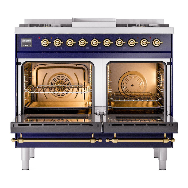 ILVE Nostalgie II 40 in Dual Fuel Range, Natural Gas, Midnight Blue/Brass