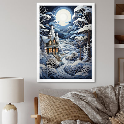 «Blue Winters Embrace Papercut», reproduction d'art sur toile