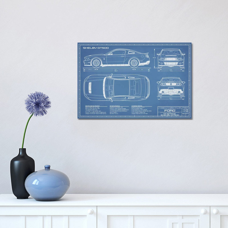 Shelby GT500 (2013-2014), impression sur toile tendue, H 12 po x l 18 po x 1,5 po