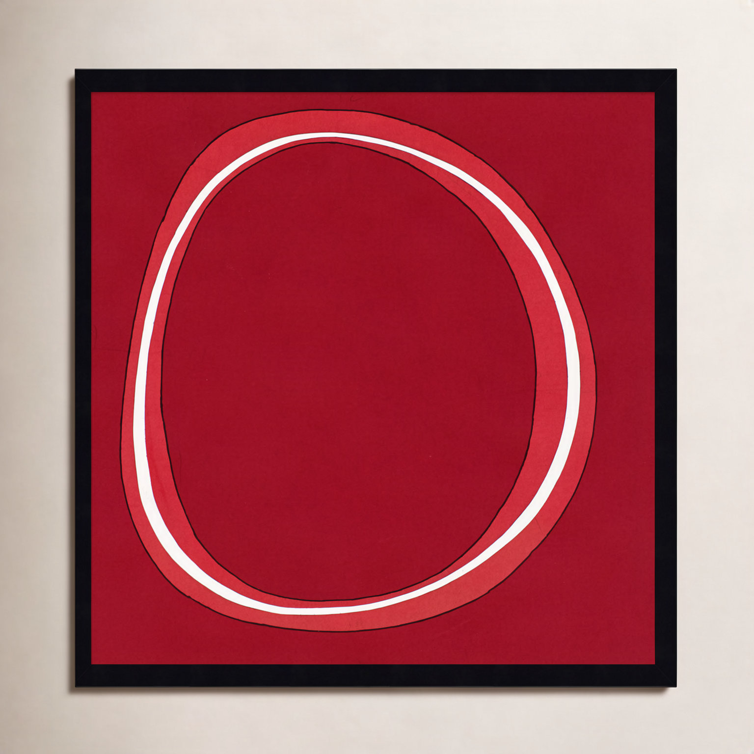 Red Circle Print by Alex Dunn, Black, 21" H x 21" W