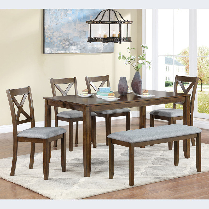 Mercer41 6 Piece Kitchen Dining Set, Rectangular Wooden Dining Table