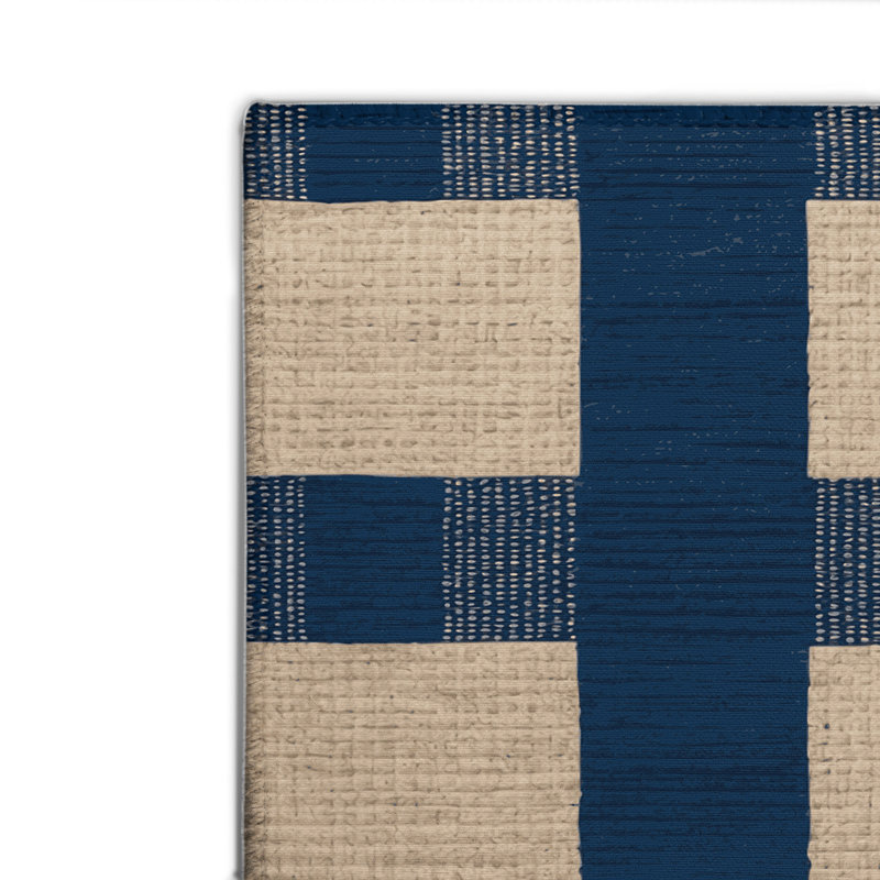 Tapis d'intérieur et d'extérieur à carreaux bleu, Rectangulaire 2 pi x 3 pi
