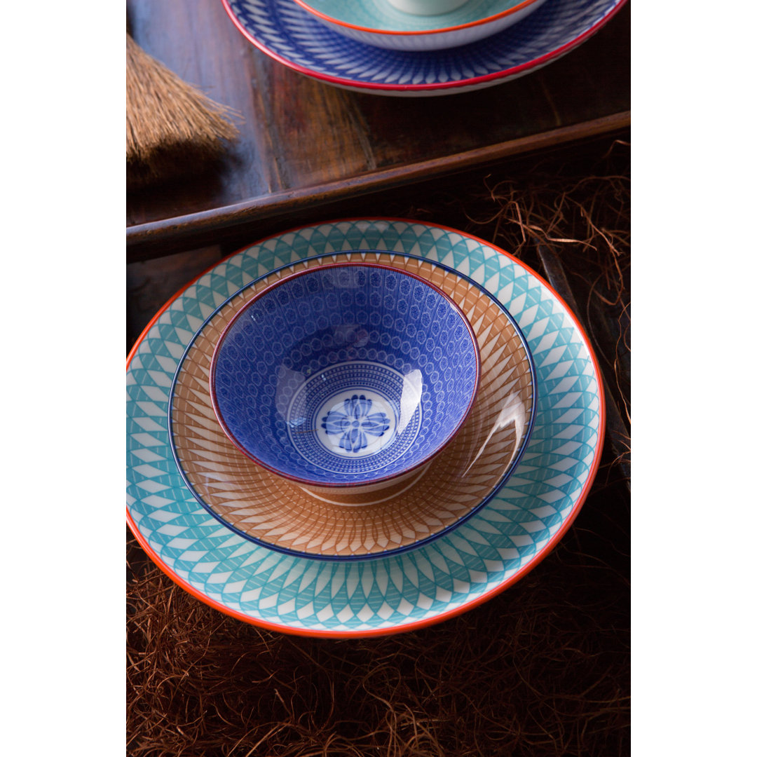 Coshocton 8 Oz. Geometric Print Ceramic Salad Bowl (Set of 4) Bungalow Rose 