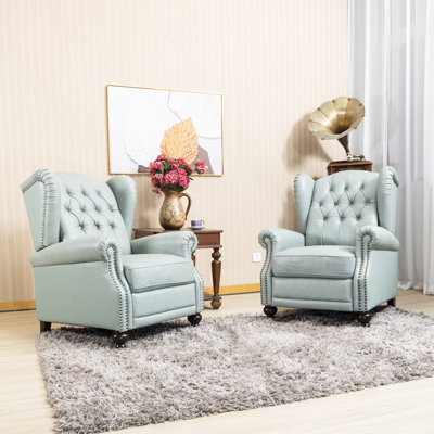 Aimee-Lea 31.5" Wide Genuine Leather Wing Chair Recliner