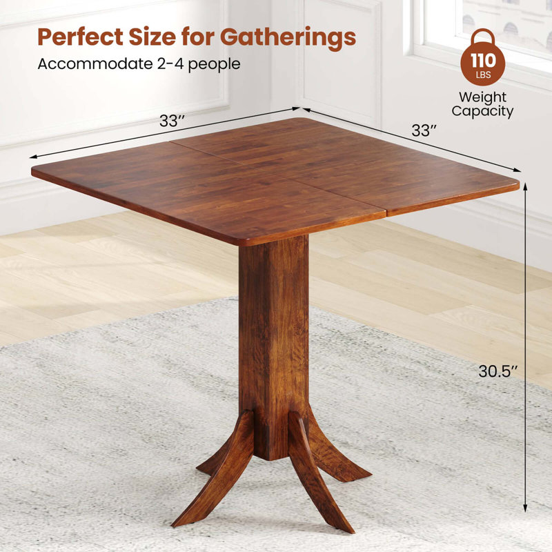 Table de salle à manger carrée avec base en piédestal et table de cuisine en bois pour 2 à 4 personnes