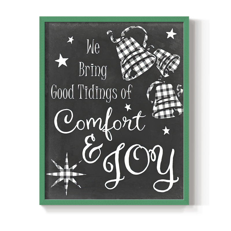 Comfort and Joy Framed Print - Solid Wood, 15" H x 12" W, Green Framed