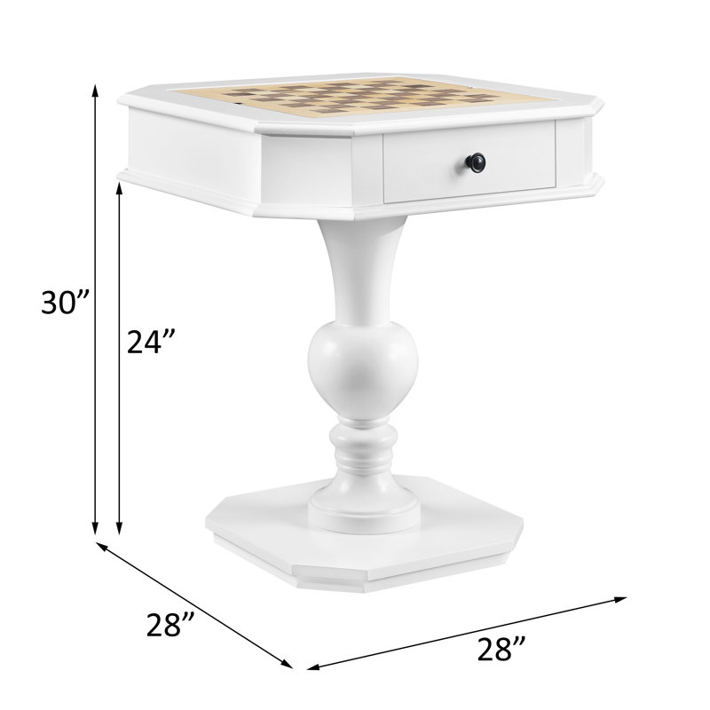 Ajavion 3 in 1 - Chess, Checkers, and Backgammon Game Table with Storage, White