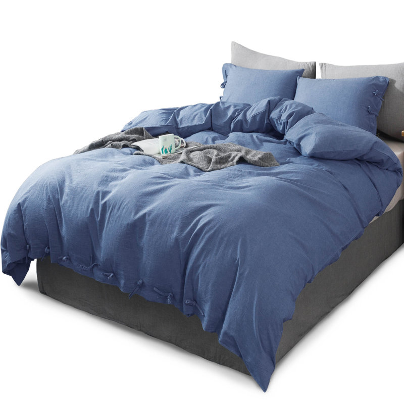 Ensemble de housse de couette , Housse de couette très grand + 2 taies décoratives, Bleu