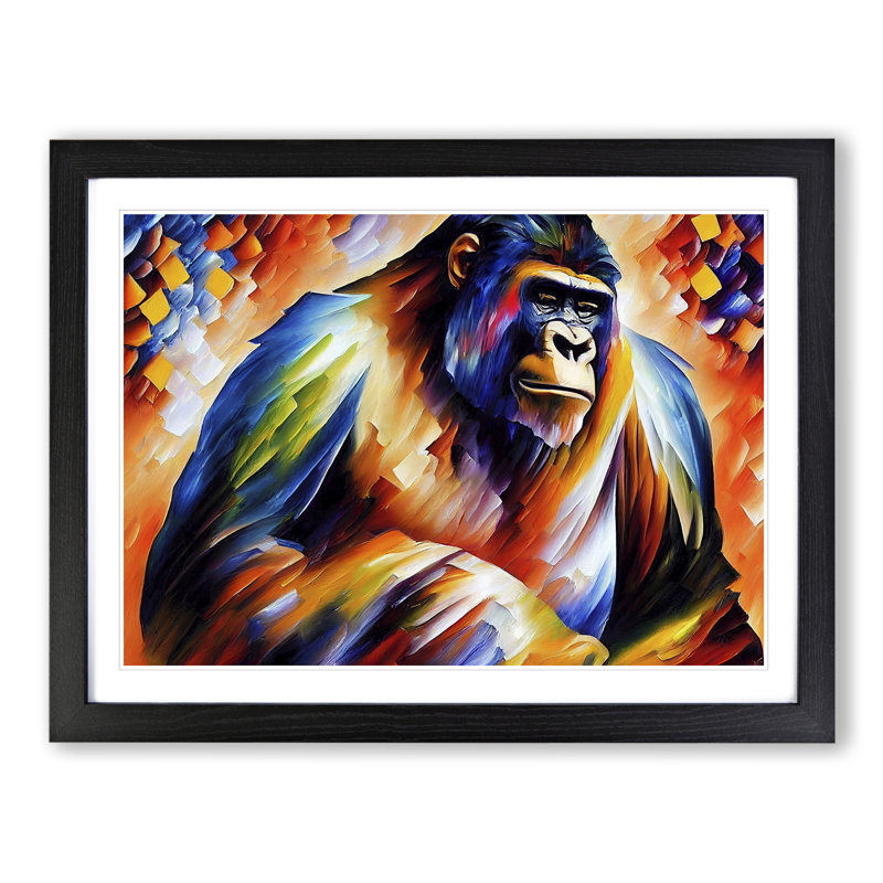 Gorilla Vol.1 Abstract - Single Picture Frame Print, Black Framed, 46cm H x 64cm W x 2cm D