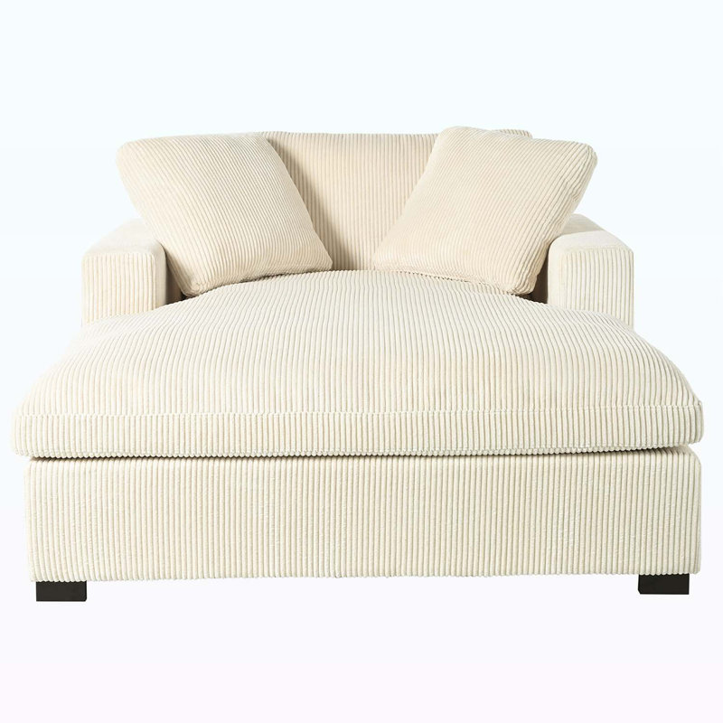 Méridienne surdimensionnée Classic Design, Velours côtelé beige