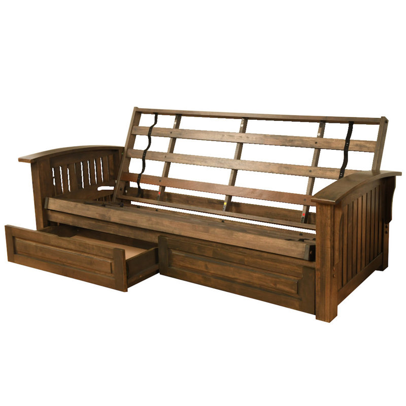 Stratford Futon Frame and Storage Drawers, Mattress Not Included, 33" H x 87" W x 37" D