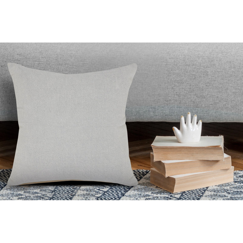 Coussin lombaire très grand contemporain de couleur unie 100% coton délavé à la pierre, Gris clair / gris micro-éclats