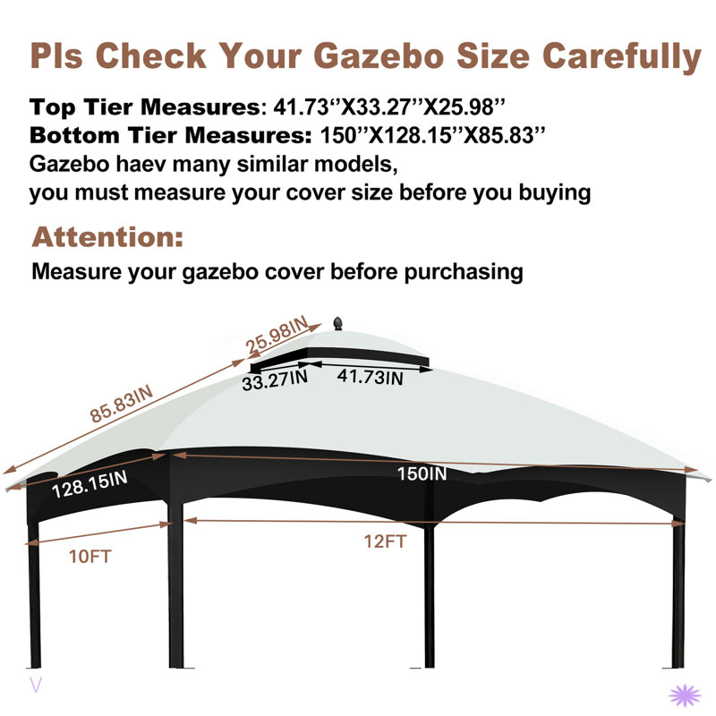 Replacement Canopy Top For Allen Roth Heavy Duty Gazebo Roof Gazebo Top With Air Vent 10X12 Gazebo Coverreplacement Top Only